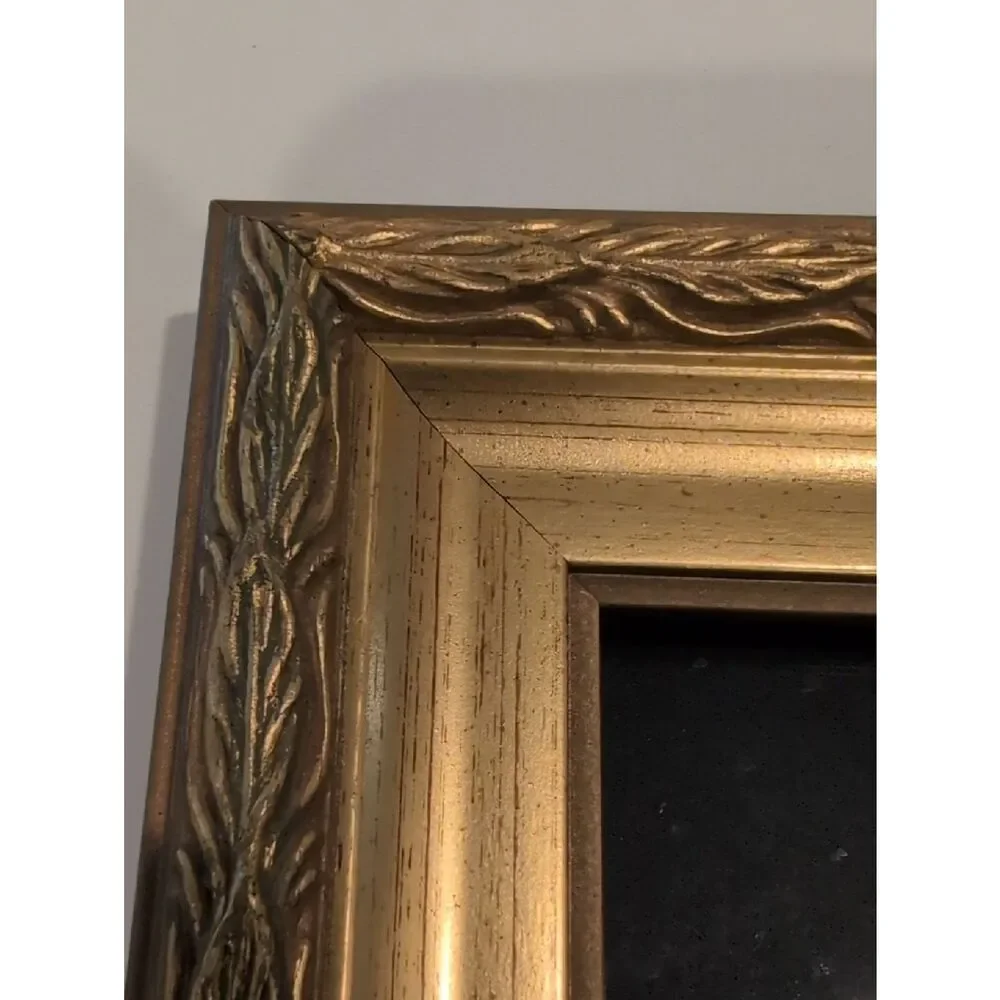 Vintage Gold Ornate Picture Frame Velvet Easel Back 4
